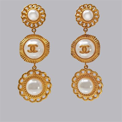 chanel pearl drop earrings uk|chanel vintage earrings pearl.